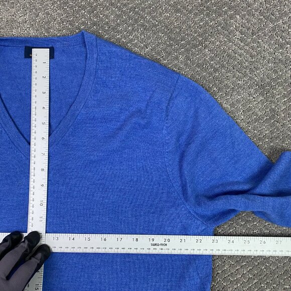 Brooks Brothers 346 Merino Wool Blend Sweater Men's Large Blue V-Neck Stretch - Picture 5 of 7
